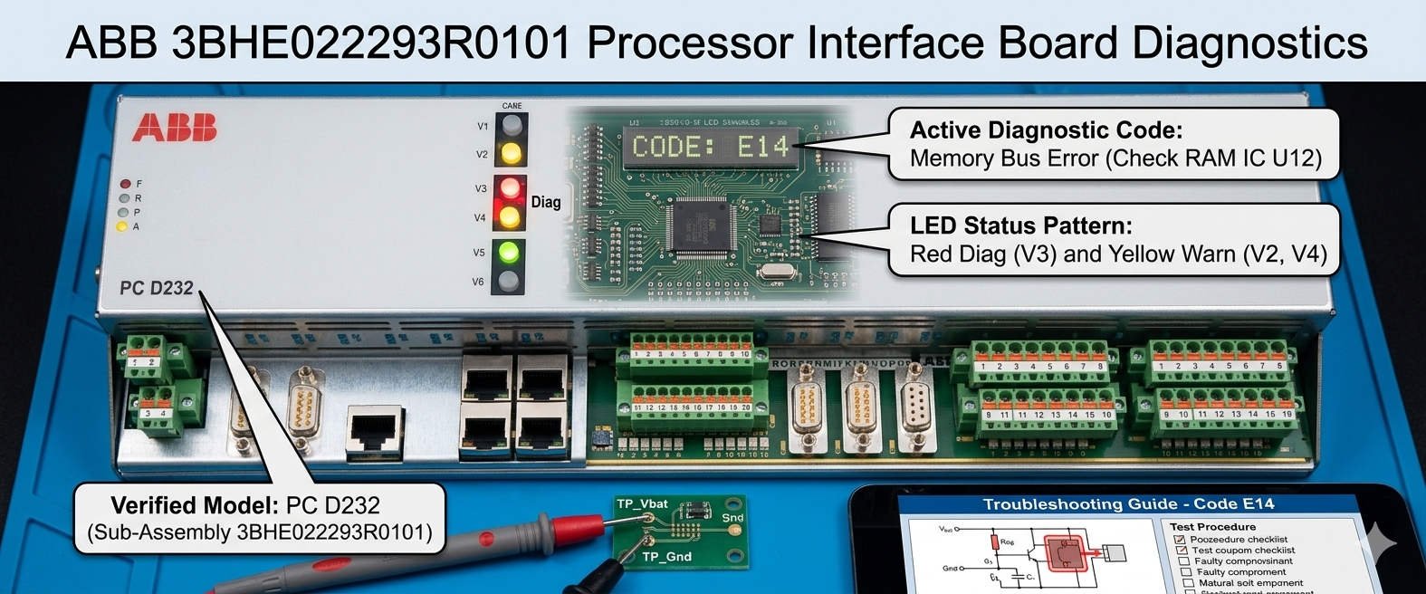 ABB 3BHE022293R0101 Processor Interface Board Diagnostics