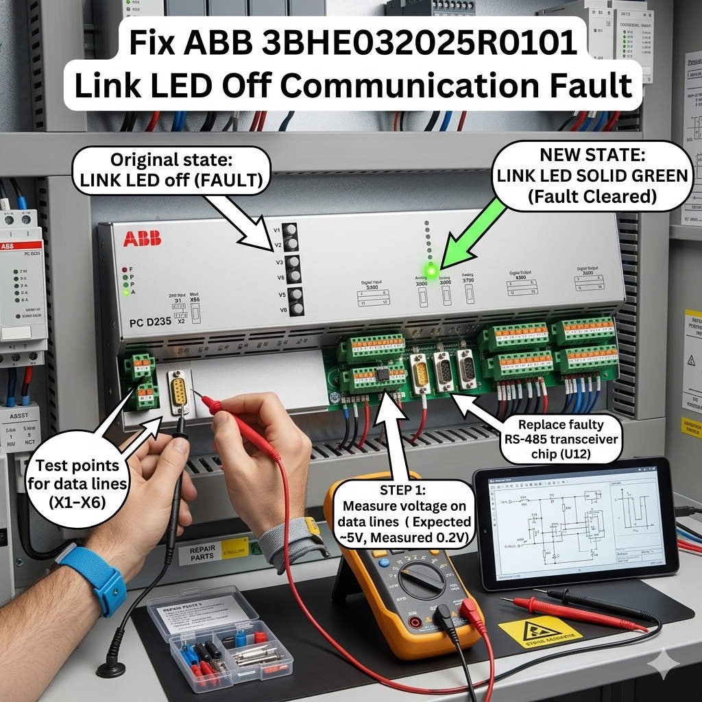 Fix ABB 3BHE032025R0101 Link LED Off Communication Fault