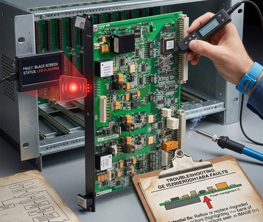 Fix GE IS200ERDDH1ABA Black Screen Fault With Flashing LED